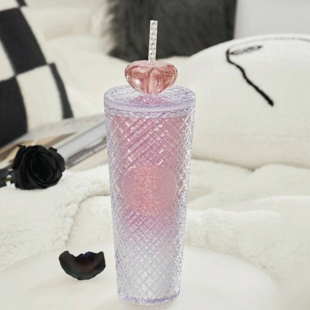 👑NEW💗Starbucks Pink & White Gradient Jewel Bling Crown Valentine 2022 Tumbler